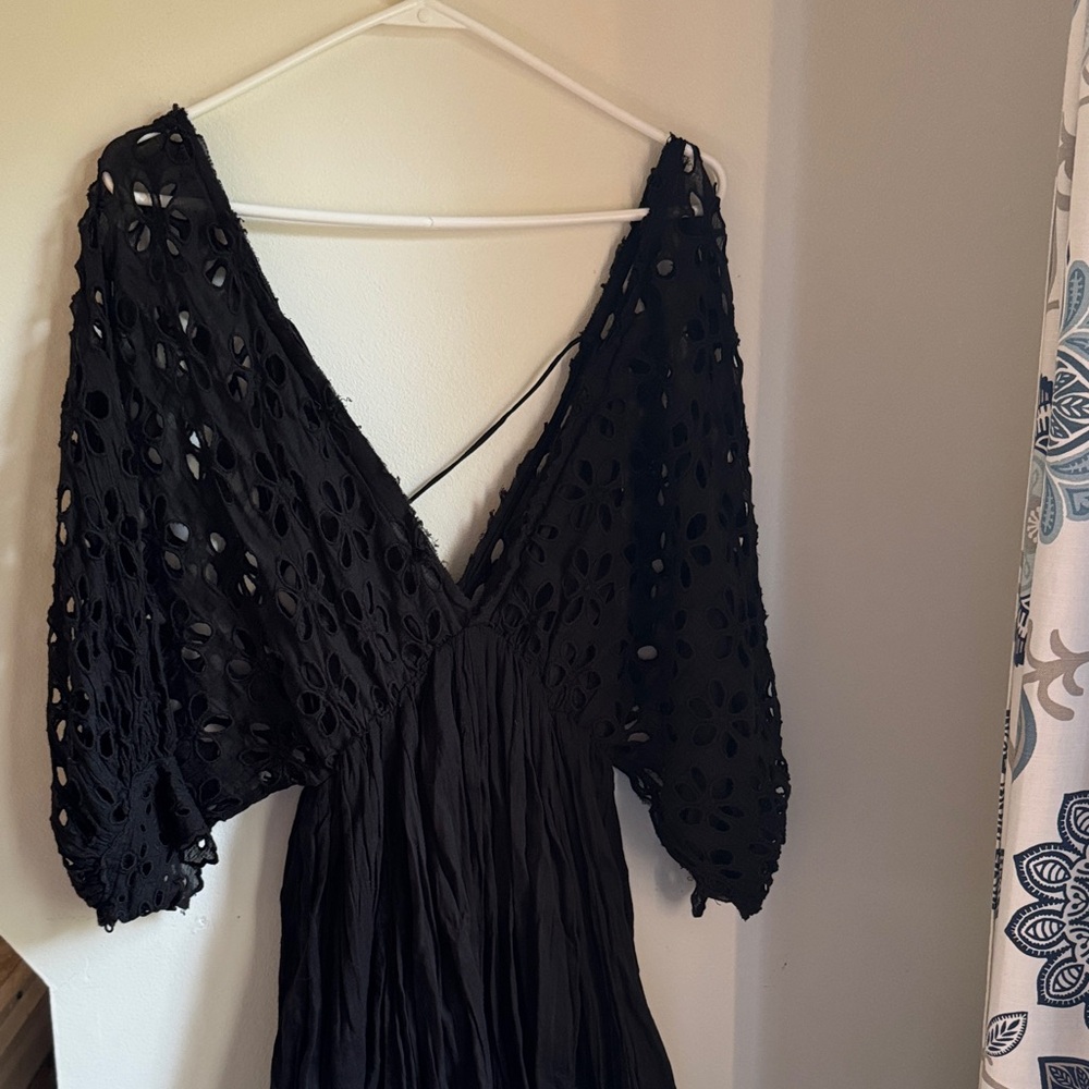 Free People Black Eyelet Lace Dress